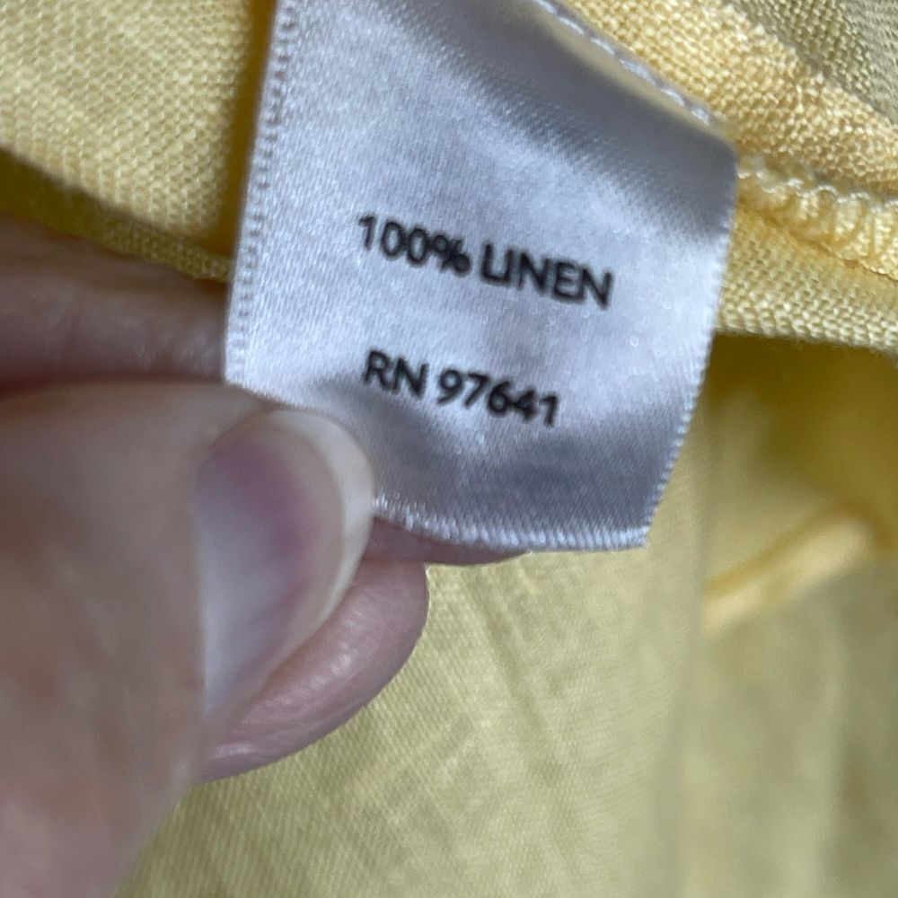 J. Jill yellow 100% linen long sleeve button front shirt blouse top, size medium - Picture 2 of 15
